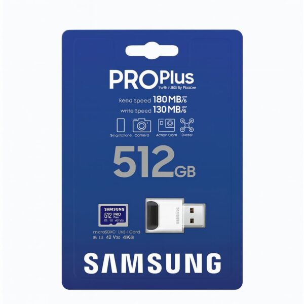 Tarjeta De Memoria Samsung Pro Plus Lector Usb 512gb 180mb/s