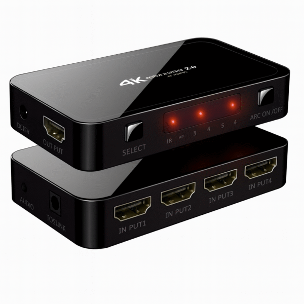 Switch Hdmi 4 en 1 Out + Extractor Dehuka Audio Óptico 4k 60ghz