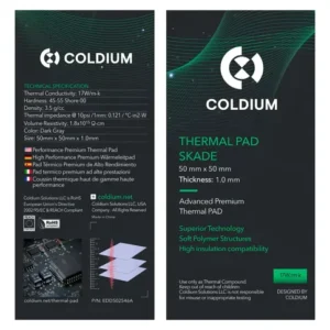 Pad Térmico Coldium Skade 50x50x1.0mm Premium Pro Oc 17w/ m-k